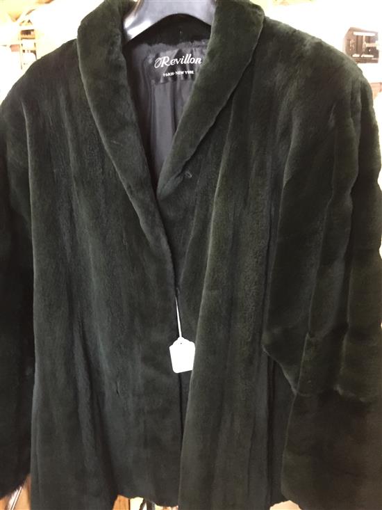 A green/black mink coat